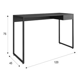 Mesa Escrivaninha Estilo Industrial com Pés de Aço e 1 Gaveta Preto - 5