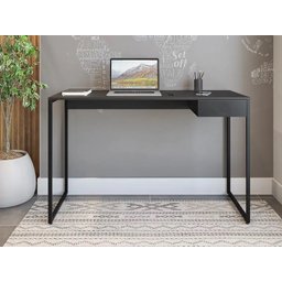 Mesa Escrivaninha Estilo Industrial com Pés de Aço e 1 Gaveta Preto - 3