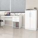 Ver imagem 1 de Conjunto 2 Peças para Escritório com Escrivaninha 120cm e Armário Multiuso Espresso Móveis Branco