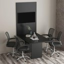 Ver imagem 3 de Conjunto Mesa de Escritório Reunião 136cm com Painel para Tv Multimóveis Cr25338 Preto