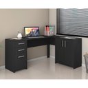 Ver imagem 6 de Kit 2 Peças com Mesa para Escritório em L e Armário Multiuso Alto Aberto Espresso Móveis