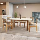 Ver imagem 1 de Conjunto Sala de Jantar Dora em Madeira Maciça 6 Cadeiras Linho Fendi