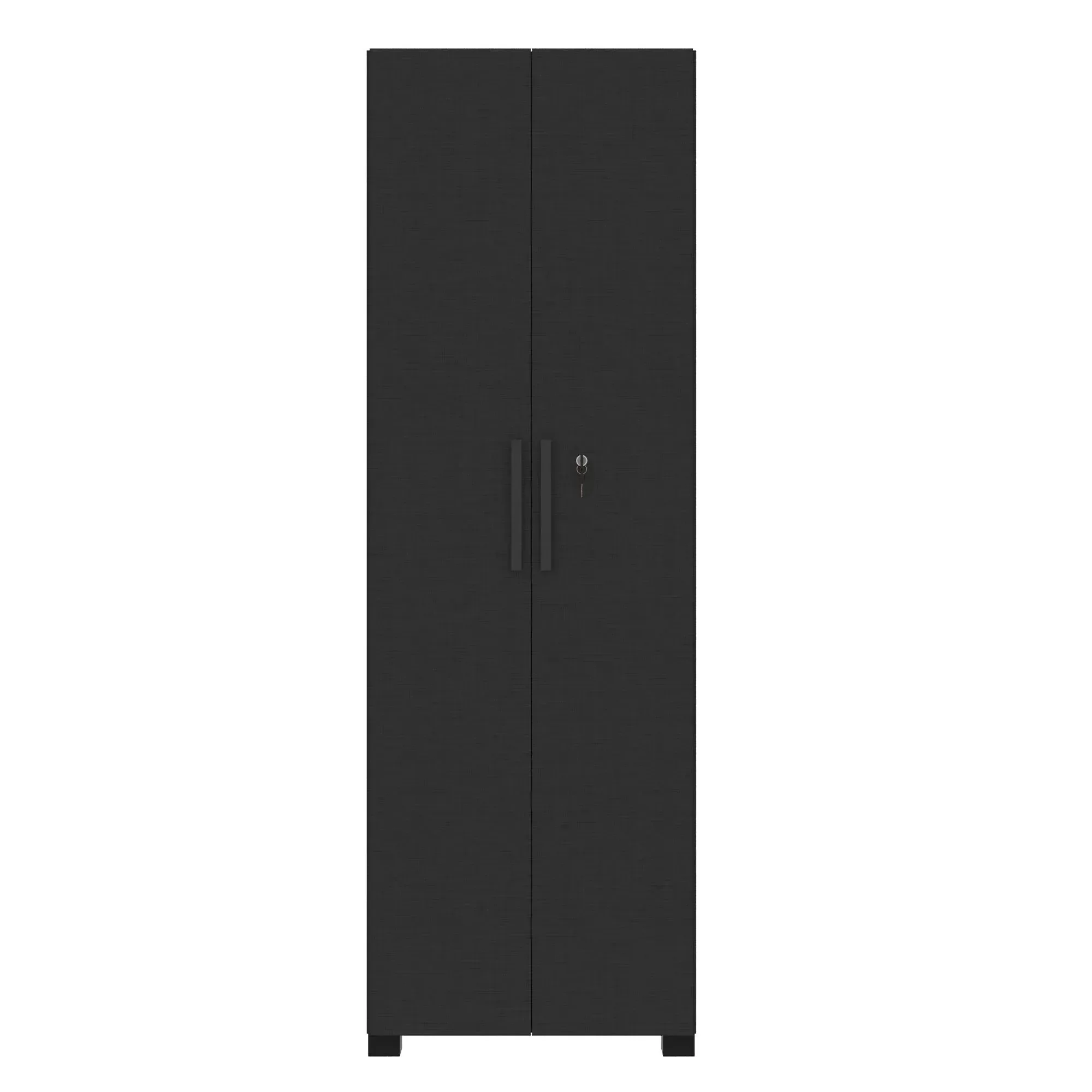 Conjunto 3 Peças com Mesa para Escritório em L, Armário Multiuso Alto Aberto e Fechado Preto Tx - 11