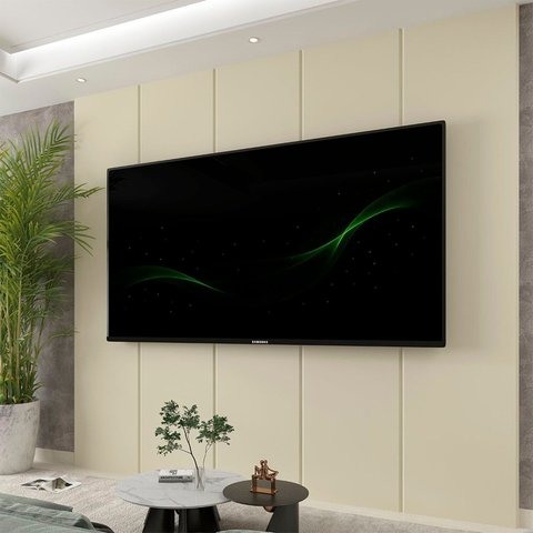 Painel para TV até 90 Polegadas 100% MDF 222,5cmx250cm Realce Bege Off White