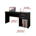 Ver mais imagens de Conjunto 4 Peças com Mesa para Escritório em L 1, Escrivaninha, Armário Multiuso Aberto e Fechado Preto Tx