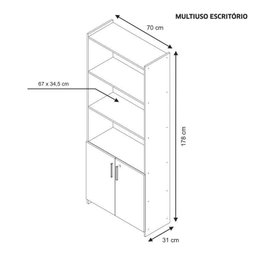 Kit 4 Peças com Mesa para Escritório em L 1, Escrivaninha, Armário Multiuso Aberto e Armário Fechado - 13