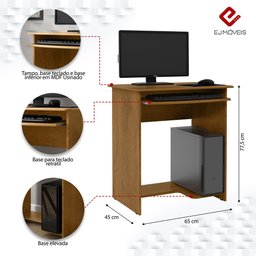 Mesa de Computador Prática Moderna Freijó EJ Móveis - 3