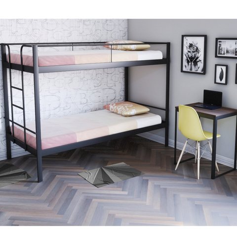 Conjunto para Quarto 1 Beliche e 1 Escrivaninha 90x45cm Preto/Fosco