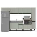 Ver imagem 2 de Cozinha Koya 6 Peças 316,8x214cm Armários Aéreos Paneleiro Balcões c/ 3 Gavetas Verde 250032