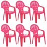 Jogo 6 Cadeiras Plásticas Infantil Rosa Estampado Tramontina Catty Escola Creche Sentar - 1