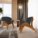 Ver imagem 2 de Kit 2 Poltronas Decorativa Orgânica Sala Living Kadosh L02 Suede Preto - Lyam Decor
