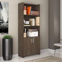 Ver mais imagens de Conjunto 2 Peças com Mesa para Escritório em L e Armário Multiuso Alto Aberto Espresso Móveis Nogal Trend Marrom