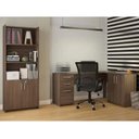 Ver imagem 1 de Conjunto 2 Peças com Mesa para Escritório em L e Armário Multiuso Alto Aberto Espresso Móveis Nogal Trend Marrom