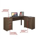 Ver imagem 5 de Conjunto 2 Peças com Mesa para Escritório em L e Armário Multiuso Alto Aberto Espresso Móveis Nogal Trend Marrom