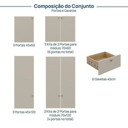 Guarda Roupa 13 Módulos 16 Portas 6 Gavetas Frame Cabecasa MadeiraMadeira   - 4