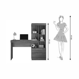 Kit 2 Peças 1 Escrivaninha com Estante 1 Armário 2 Portas Espresso Móveis - 5