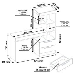 Kit 2 Peças 1 Escrivaninha com Estante 1 Armário 2 Portas Espresso Móveis - 7