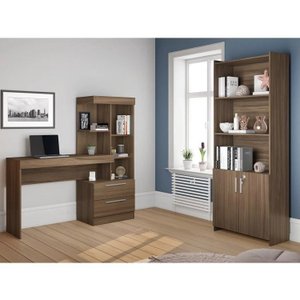 Kit 2 Peças 1 Escrivaninha com Estante 1 Armário 2 Portas Espresso Móveis
