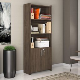 Kit 2 Peças 1 Escrivaninha com Estante 1 Armário 2 Portas Espresso Móveis - 8