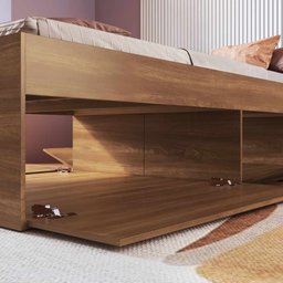 Cama de Solteiro com Armário e Escrivaninha Tokio Nogal Cj070 Art In Móveis - 4