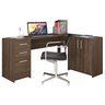 Conjunto Home Office 3 Peças 1 Mesa em L 2 Gavetas 3 Portas 2 Armários Espresso Móveis - 4