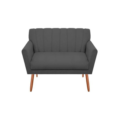Namoradeira Decorativa Cecília Suede Cinza 2 Lugares Pés Madeira Ms Decor