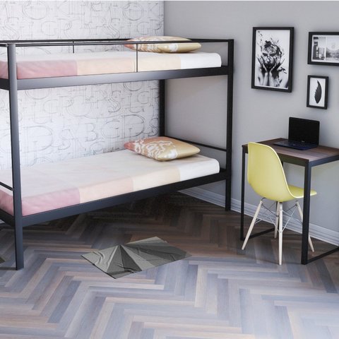 Conjunto para Quarto 1 Beliche e 1 Escrivaninha 90x60cm Preto/Fosco