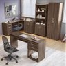Conjunto Home Office 4 Peças 1 Mesa em L 1 Escrivaninha 2 Armários Espresso Móveis - 1