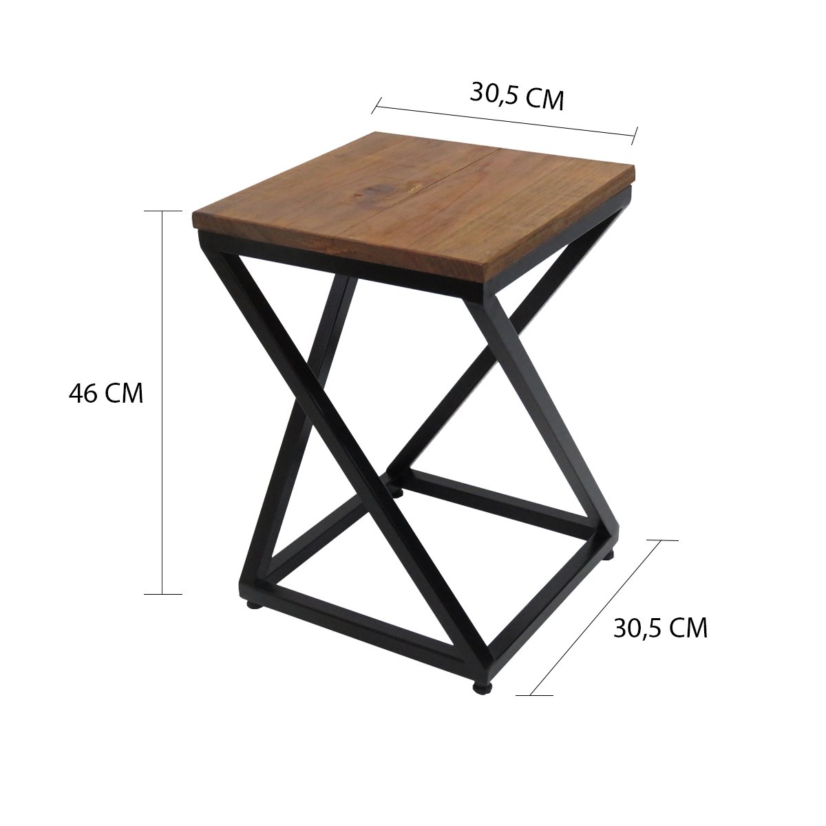 Mesa em Madeira Pinus c/ Base de Metalon + 4 Banquetas de Metalon e Madeira - 3