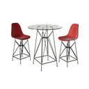 Ver imagem 1 de Jogo Mesa Bistrô Eames Vidro 60Cm 2 Banquetas Vermelha Base Ferro Preto - Cor: Branco