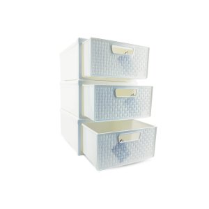 Kit 3 Gaveteiro Modular Empalhável Organizador Multiuso Rattan Plástico Resistente 1 Unidade Cor:Bra