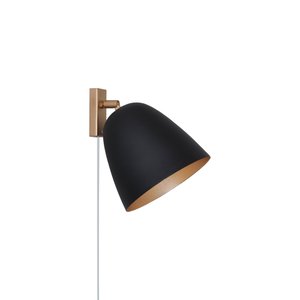 LUMINÁRIA ARANDELA COM TOMADA LUNA 1LAMP E27 PRETO/GOLD - 3125/AR PT/GLD