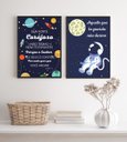 Ver imagem 1 de Kit 2 Quadros Infantis Evangélicos Tema Espacial 24x18cm - com Vidro:madeira Preta