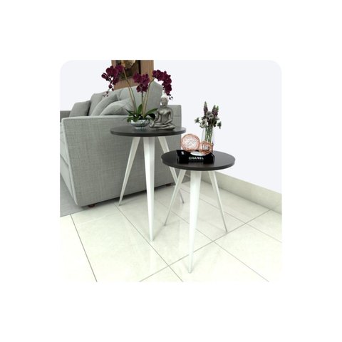 Conjunto 2 Mesinhas Lateral Canto Sala Quarto Redonda B.p Fs