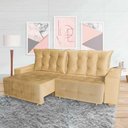Ver imagem 1 de Sofá Euro Retrátil Reclinável 200cm Veludo Light Bege