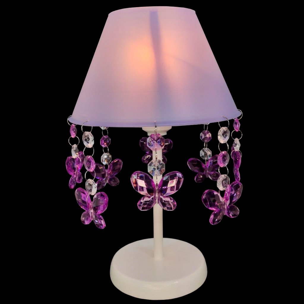 Quartinho de Bebê Simples Lustre e Abajur Infantil Quarto Menina Iluminar Borboleta Violeta - 5