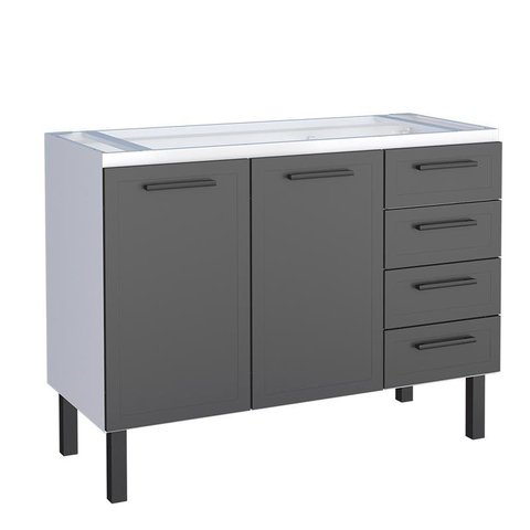 Gabinete de Aço Para Pia 120cm Juno/Apolo 4 Gavetas Cozimax Preto