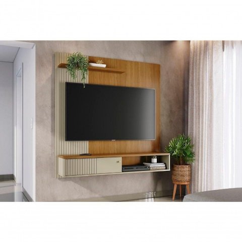 Painel para TV Aurora 65" 160cm MDF-MDP com Porta Bege Madetec Móveis