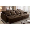 Ver imagem 1 de Sofá Sem Caixa Retrátil Reclinável 2,50m Carol Veludo Marrom Adonai Estofados