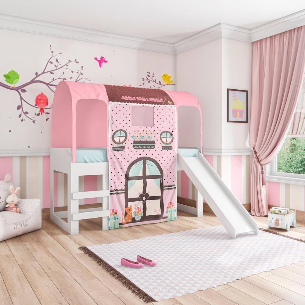 Cama De Criança Montessoriana Solteiro Com Colchão Pink Ploc
