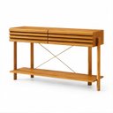 Ver imagem 2 de Aparador Decorativo 2 Gavetas Ripadas com Prateleira Inferior 120cm Solene