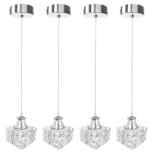 4 Pendente Cristal K9 Metal Prata Polido para Banheiro Bet43