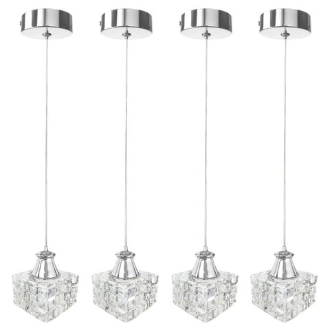 4 Pendente Cristal K9 Metal Prata Polido para Banheiro Bet43