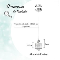 4 Pendente Cristal K9 Metal Prata Polido para Banheiro Bet43 - 8
