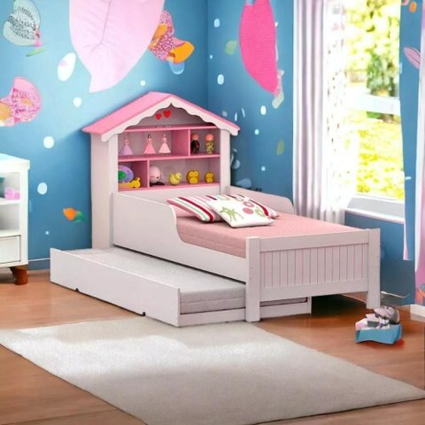 Cama de Princesa Solteiro com Auxiliar