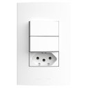 Ver imagem 1 de Conjunto 1 Interruptor Simples + 1 Interruptor Paralelo + 1 Tomada 2P+T 10A 250V~ com Placa 4x2 Inov Branco Alumbra