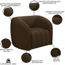 Ver imagem 3 de Poltrona Decorativa para Sala 112cm Meris M22 Veludo Marrom - Mpozenato
