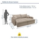 Ver imagem 3 de Sofá Cama Retrátil e Reclinável 3 Lugares Bouclé Bege Michigan 220cm Yescasa