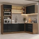 Ver imagem 1 de Armário de Cozinha Completa de Canto 399 Cm Rustic/preto Lux Madesa 01