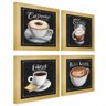 Quadro Decorativo Café Expresso Padaria Cozinha 12x12cm 4 un Arte na Arte Moldura Marfim - 1